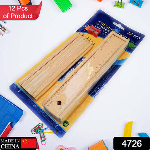COLORFUL WOODEN PENCIL SET WITH PENCIL BOX (4726)
