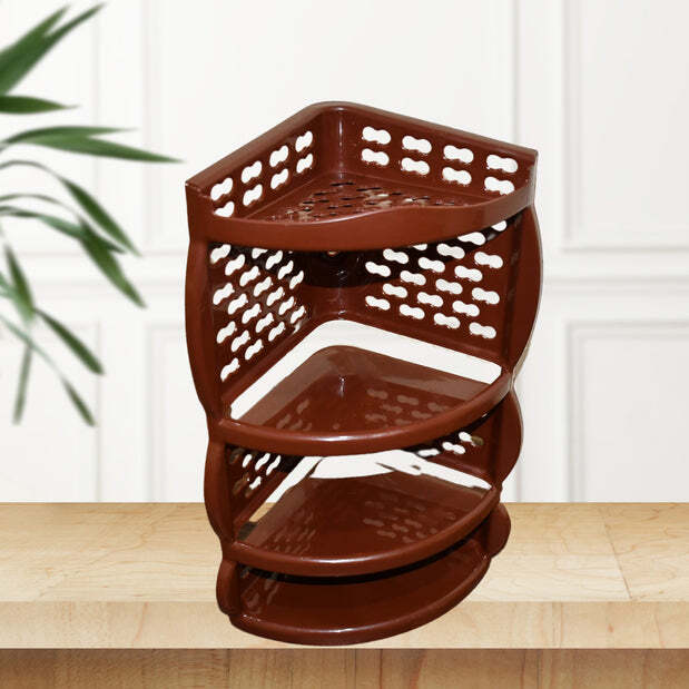MULTI PURPOSE PLASTIC CORNER RACK A STYLISH STORAGE SHELF FOR KITCHEN (3639)