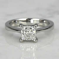 1CT White Gold Finish Princess Cut Lab Grown Engagement Ring