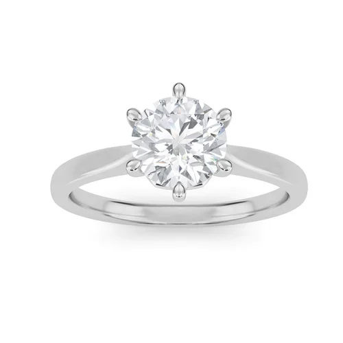 1CT White Gold Finish Round Cut Lab Grown Engagement Ring