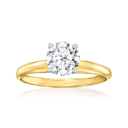 1CT Yellow Gold Finish Round Cut Lab Grown Engagement Ring