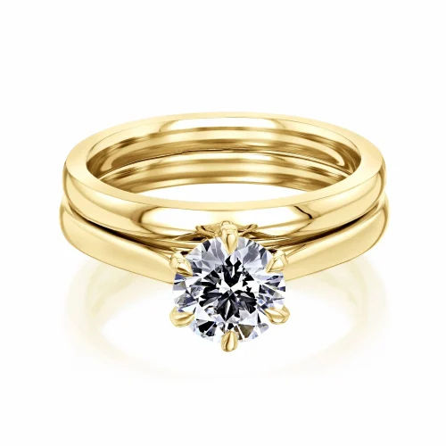 1.5CT Yellow Gold Finish Round Cut Lab Grown Engagement Ring