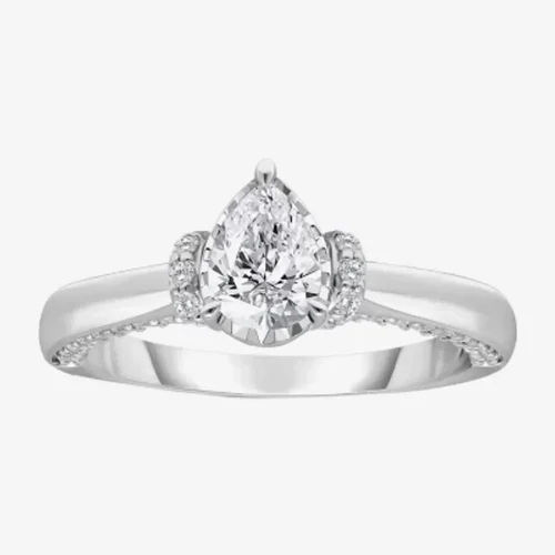 1.5CT White Gold Finish Pear Cut Lab Grown Engagement Ring