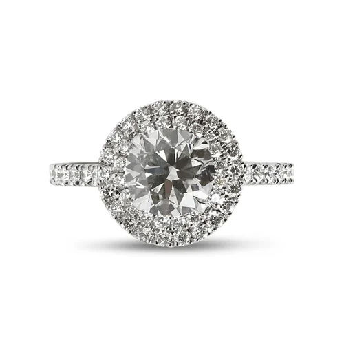 1.5CT White Gold Finish Round Cut Lab Grown Engagement Ring