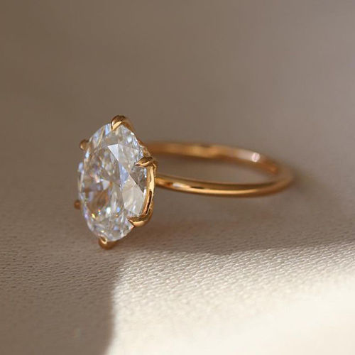 2CT 14k Gold Plated Oval-Cut VVS1 Moissanite Ring
