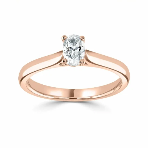 1.5CT Rose Gold Finish Oval Cut Lab Grown Engagement Ring