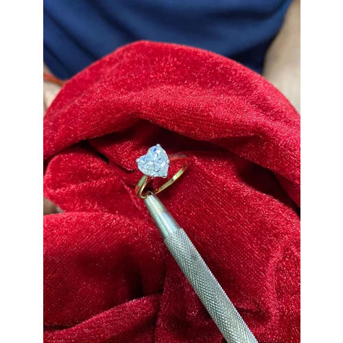 2CT Yellow Gold Finish Heart Cut Real Moissanite Engagement Ring