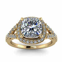14K Yellow Gold Real Moissanite Engagement Ring