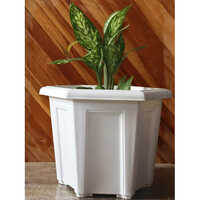 1kg Hex Plastic Garden Flower Pot - Color: White