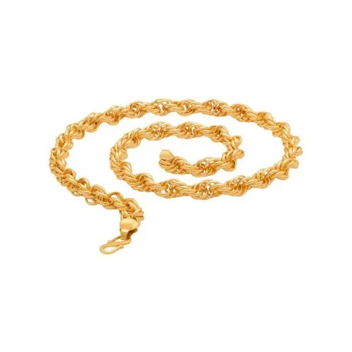 Ladies Stainless Steel Gold Plated Twisted Rope Chain