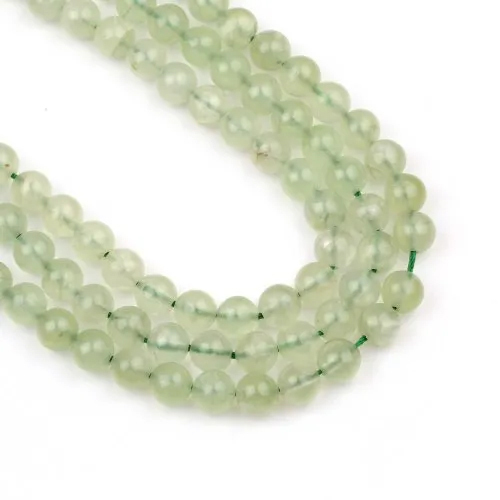 5 String Natural Prehnite Beads Round Cabochon Gemstone