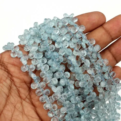 11 Strings Aquamarine Teardrop Beads