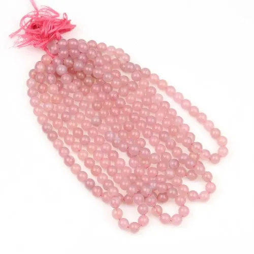 6 Strings Pink Chalcedony Beads - Beads Material: Stone