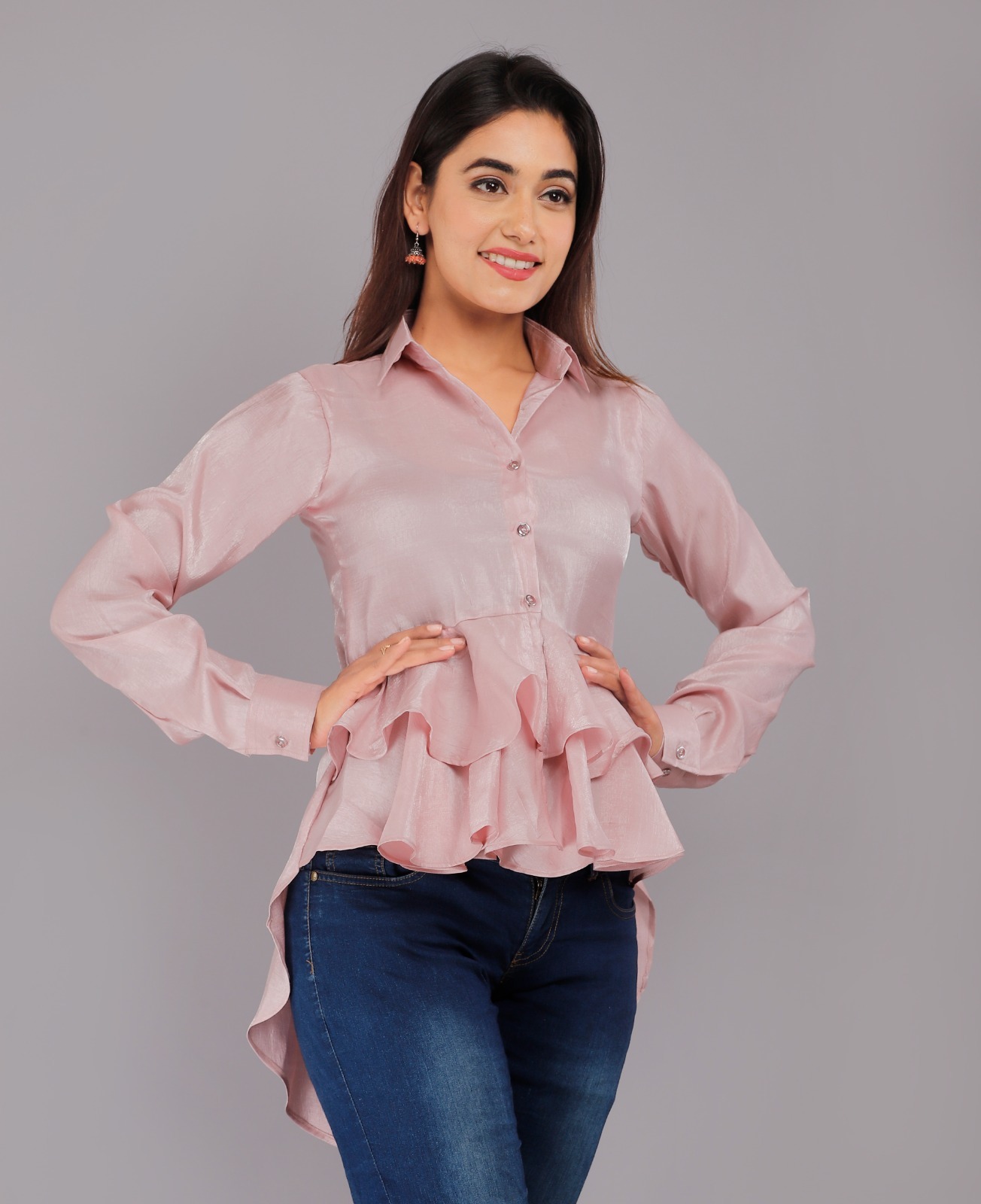 Casual Regular Sleeves Striped Women Pink Top