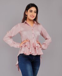 Casual Regular Sleeves Striped Women Pink Top