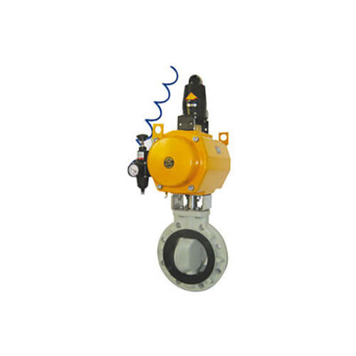 Yellow Actuated Thermoplastic Butterfly Valve