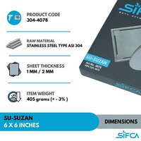 Stainless Steel 304 Grade Floor Drain 6X6 Inch SU-Suzan Series