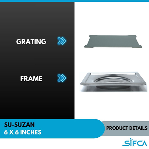 Stainless Steel 304 Grade Floor Drain 6X6 Inch SU-Suzan Series