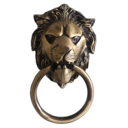 Golden Brass Lion Head Door Knocker