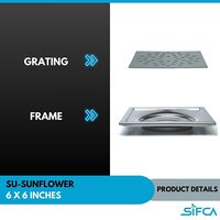 Stainless Steel 304 Grade Floor Drain 6X6 Inch SU-Sunflower Series