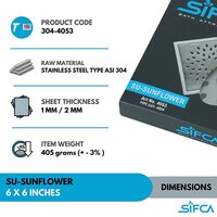 Stainless Steel 304 Grade Floor Drain 6X6 Inch SU-Sunflower Series