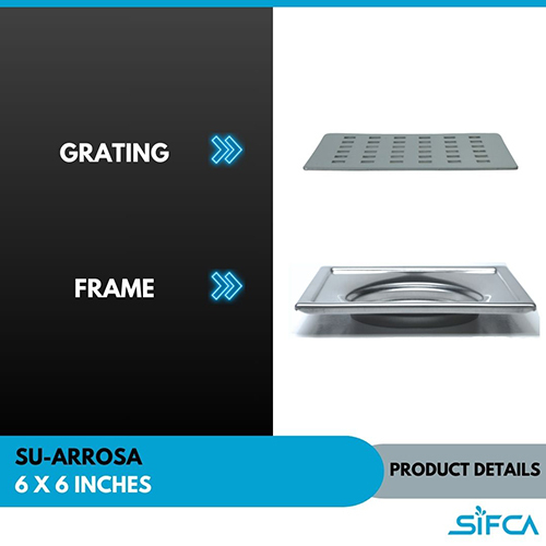 Stainless Steel 304 Grade Floor Drain 6X6 Inch SU-Arrosa Series