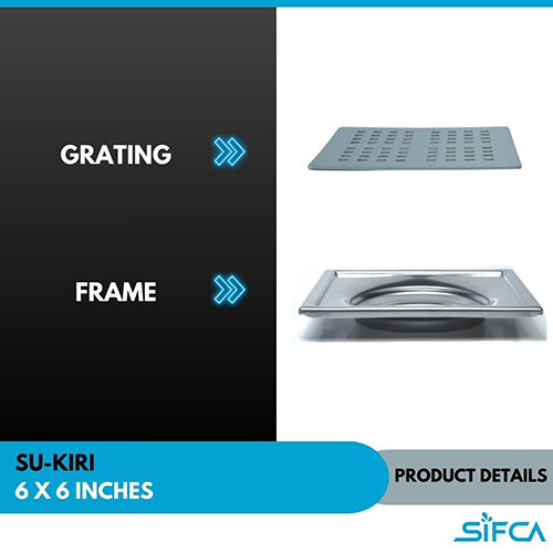 Stainless Steel 304 Grade Floor Drain 6X6 Inch SU-KIRI Series