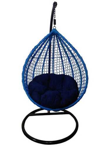 Wicker Rattan Swing Chair - Durable Iron Frame, 39 Inch Width, Blue Color | Eco-Friendly, UV Resistant, Weather Support, Indoor & Outdoor Use