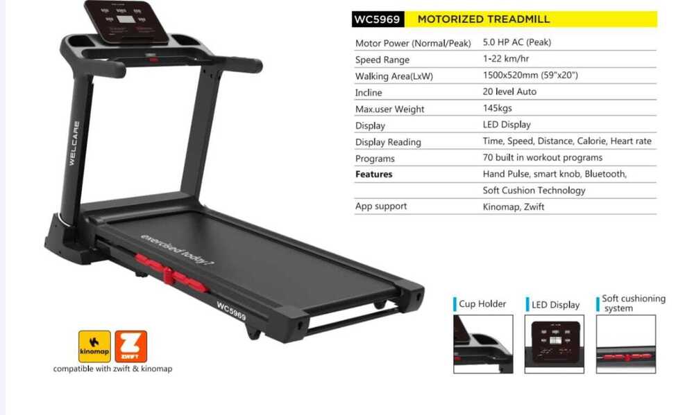 Fitness Treadmill - Features: Foldable Design Heart Rate Monitor Speed Adjustment