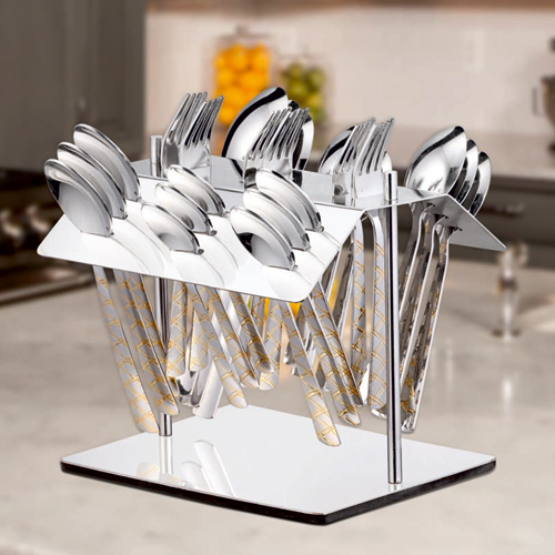 24 Pcs Cross Gold Cutlery Stand