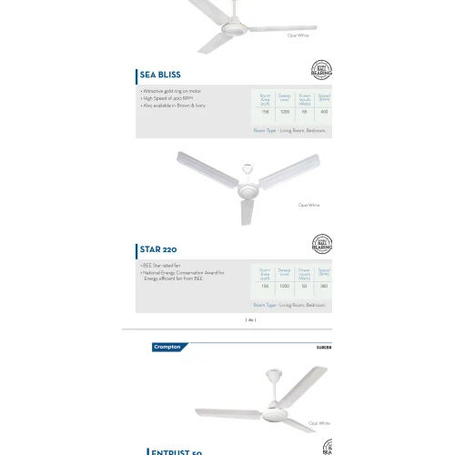 White Crompton Ceiling Fans