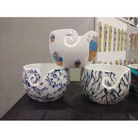 Aluminium Yarn Bowls - Round Shape, Customized Size | Modern Design, Stain Finish, Khadai Pattern Printed