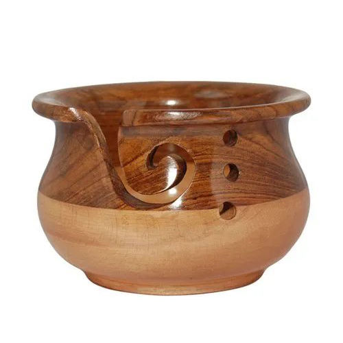 Natural Steam Beech & Sheesham Wood Yarn Bowl