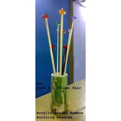 Acrylic Beaded Bamboo Knitting Needles