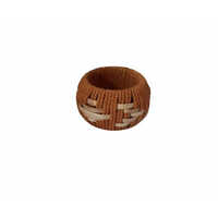 Cane Napkin Ring - 3 Inch Diameter, Natural Wooden Finish | Handcrafted Round Design In Stain Color, Wipe Clean Care Instructions