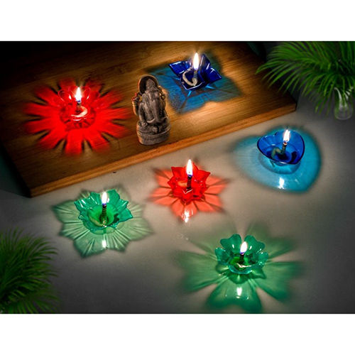 Different Available Ge-10 Plastic Transparent Multicolor Reflection Diya