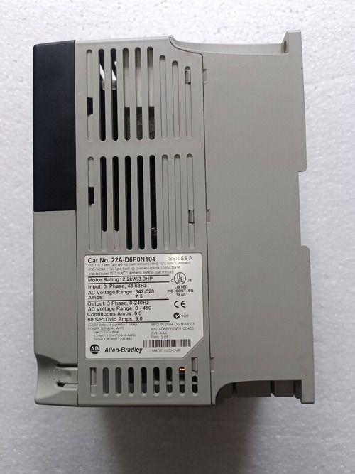 ALLEN-BRADLEY 22A-D6P0N104 Series A 2.2kw 3HP 3phase 342-528VAC 6A Ac drive VFD