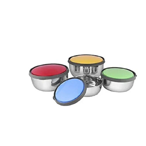 Stainless Steel Multi Lid Storage Containers Set Of 4 - Color: Silver