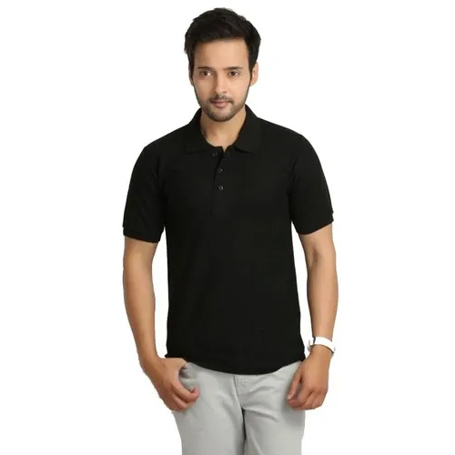 Mens Black Collar T-Shirt