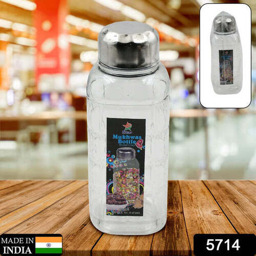 PLASTIC TRANSPARENT MUKHWAS BOTTLE WITH STEEL CAP (5714)