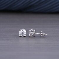 1.42Ct Genuine Lab Grown Diamond Stud Earrings in 18k white Gold DEF /VS ECER00106