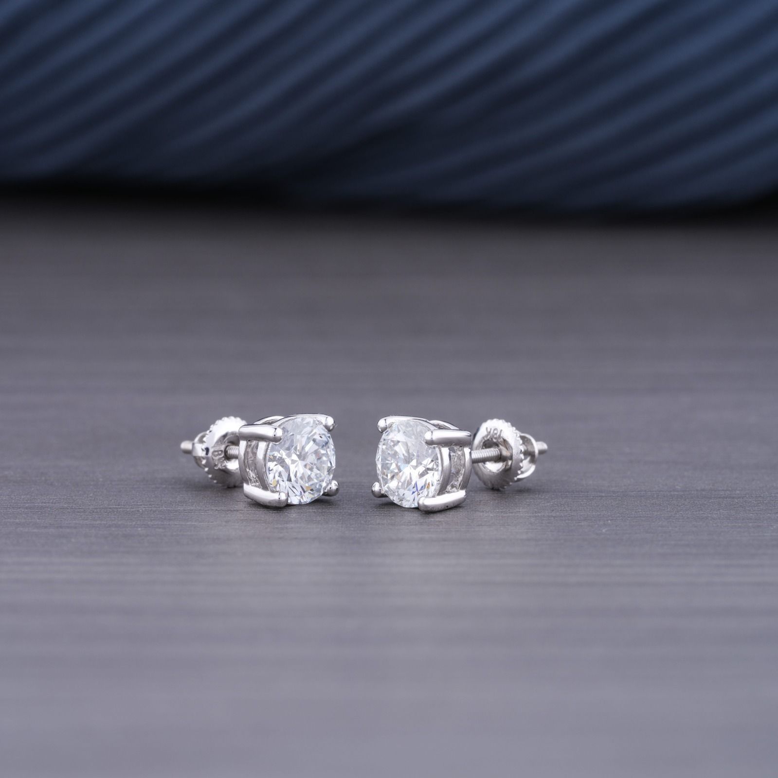 1.42Ct Genuine Lab Grown Diamond Stud Earrings in 18k white Gold DEF /VS ECER00106