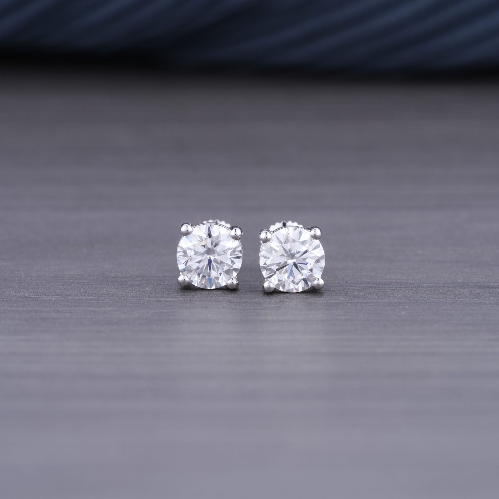 1.42Ct Genuine Lab Grown Diamond Stud Earrings in 18k white Gold DEF /VS ECER00106