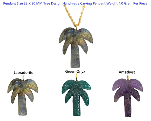 Natural Gemstone Tree Design Pendant
