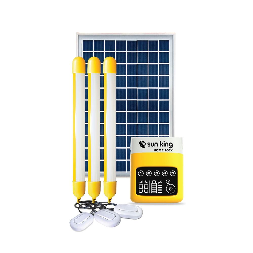 Solar Home Light - Polycarbonate, 3 Tube Lights (600 Lumens) , 11 Watt Solar Panel, 283Wh Battery, USB Mobile Charging