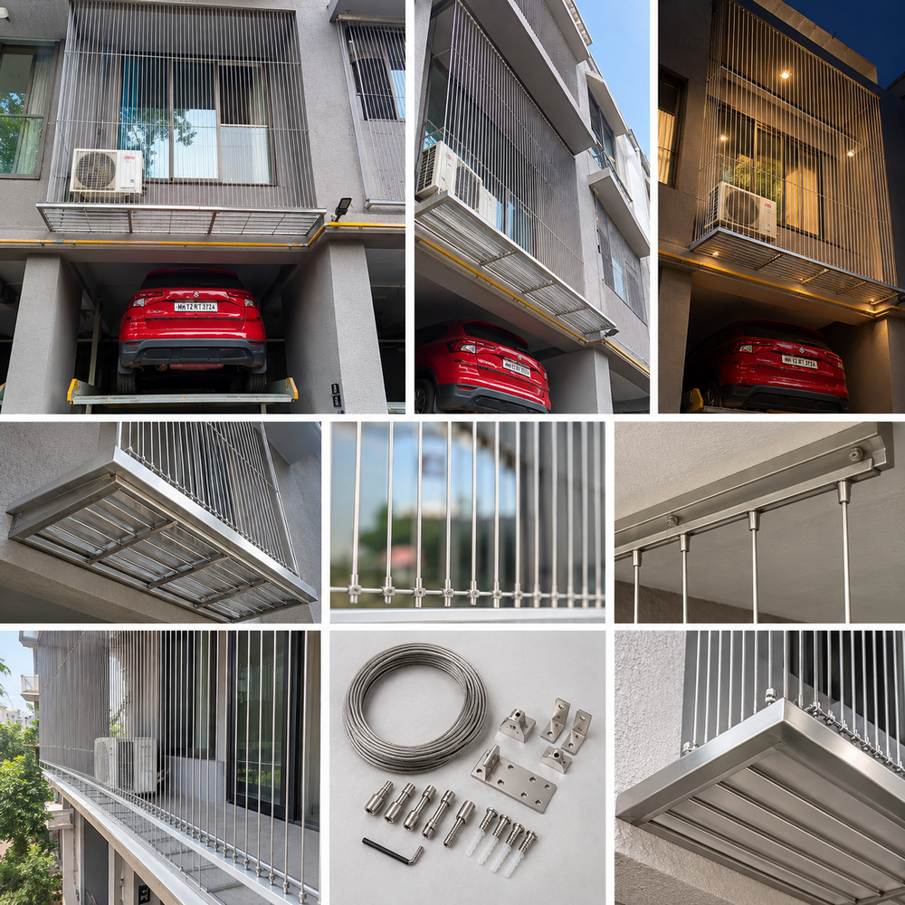 Balcony Invisible Grill Wire - High-Quality Metal Alloys 316 Steel Wire Mesh Various Color Options Sleek Mill Finish Design Durable Safety Barrier Without Obtructing View