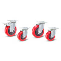 Pu Brake Wheel - Red Polypropylene Copolymer, 4 Inch Size | Load Capacity Up To 125 Kg, Industrial Usage