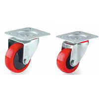 Spinning Castor Wheel - Nylon Material, 60 Mm Wheel Size, Red Color, 25 Kg Weight | Industrial Use, Plated Finish, Various Sizes Available