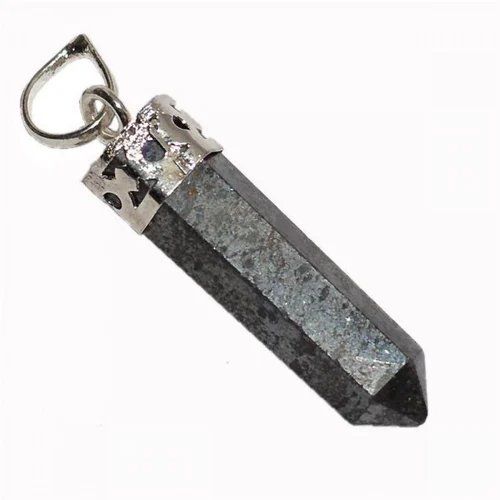 Natural Healing Hematite Gemstone Pendant Pencil Shape Crystal Stone Pendant Locket With Metal Chain