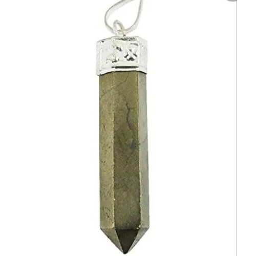 Natural Healing Pyrite Gemstone Pendant Pencil Shape Crystal Stone Pendant Locket With Metal Chain